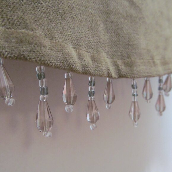 Curtain Valance with Beaded Trim Fringe Scalloped Olive Green 54 x 17.5 - Picture 13 of 16